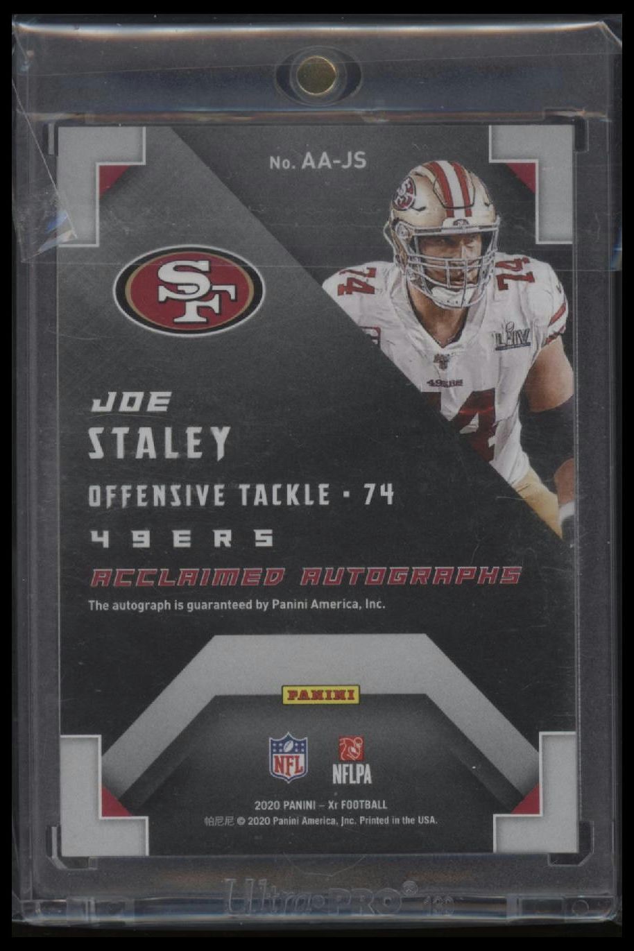 2020 Panini XR #AA-JS Joe Staley Acclaimed Autographs Gold #/10
