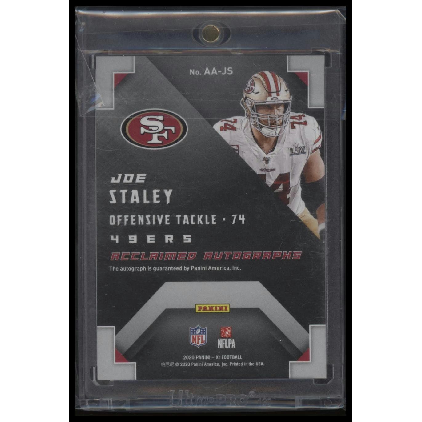 2020 Panini XR #AA-JS Joe Staley Acclaimed Autographs Gold #/10