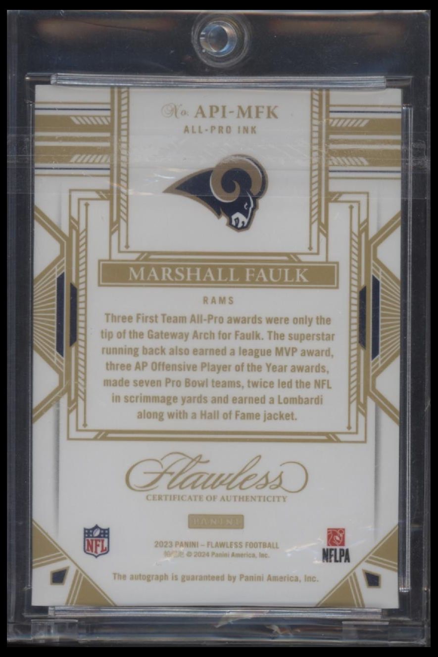 2023 Panini Flawless #API-MFK Marshall Faulk All-Pro Ink Ruby #/15