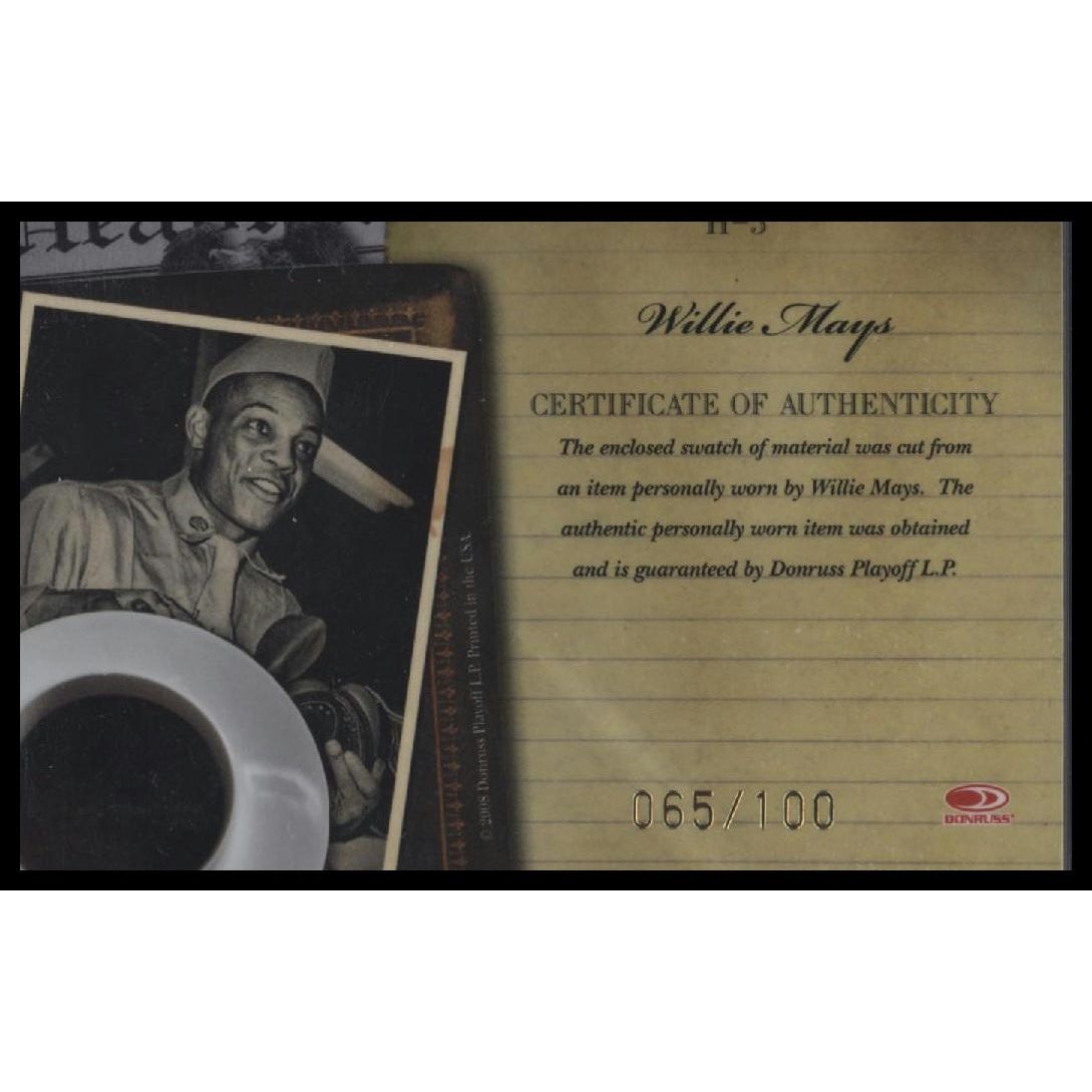 Willie Mays 2008 Donruss Americana II Headliners Patch Relic #H-5 /100