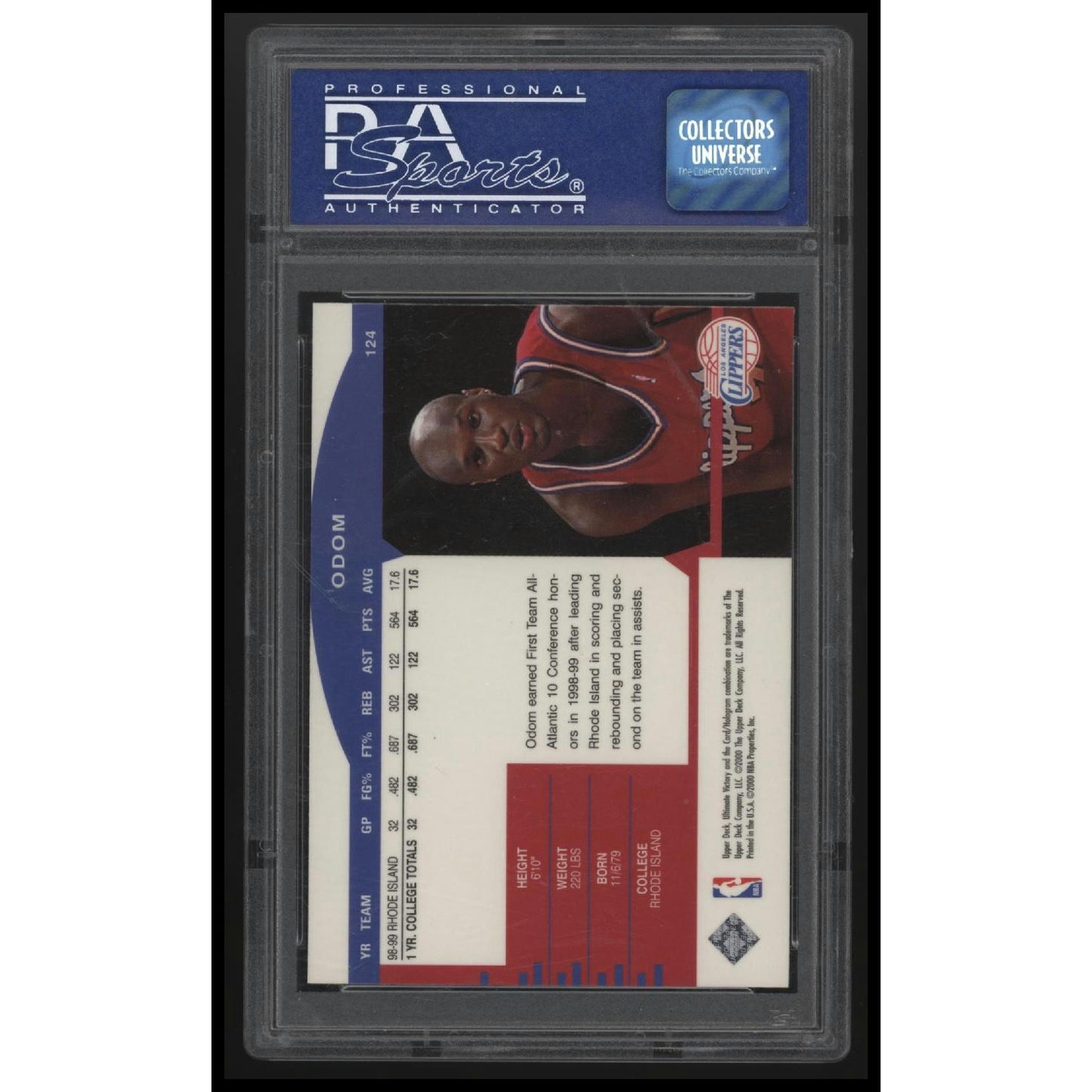 1999 Ultimate Victory #124 Lamar Odom PSA 9