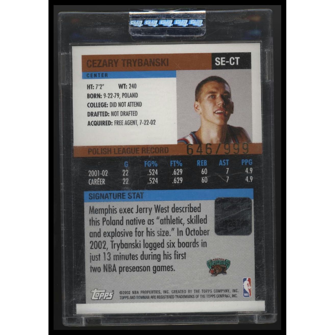 2002-03 Bowman Signature Edition #SE-CT Cezary Trybanski #/999
