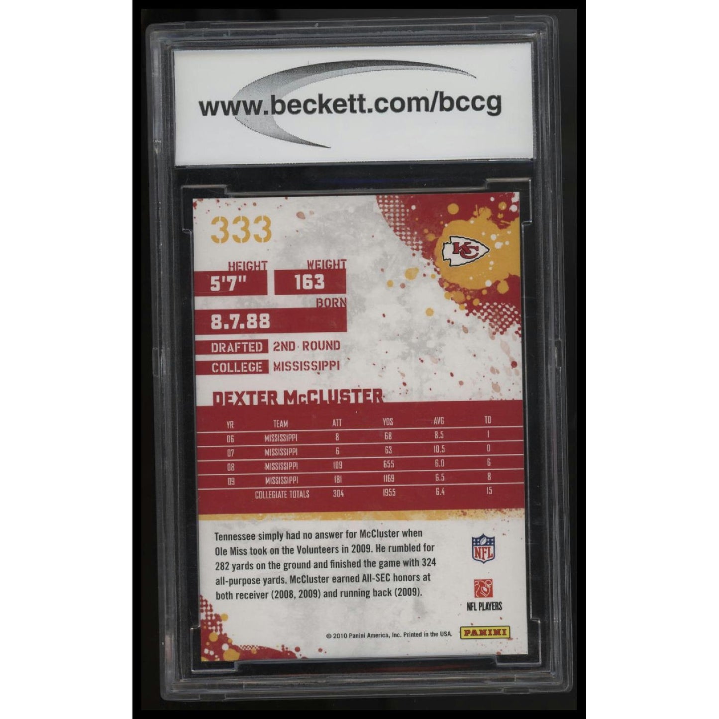 2010 Score #333 Dexter McCluster BCCG 10