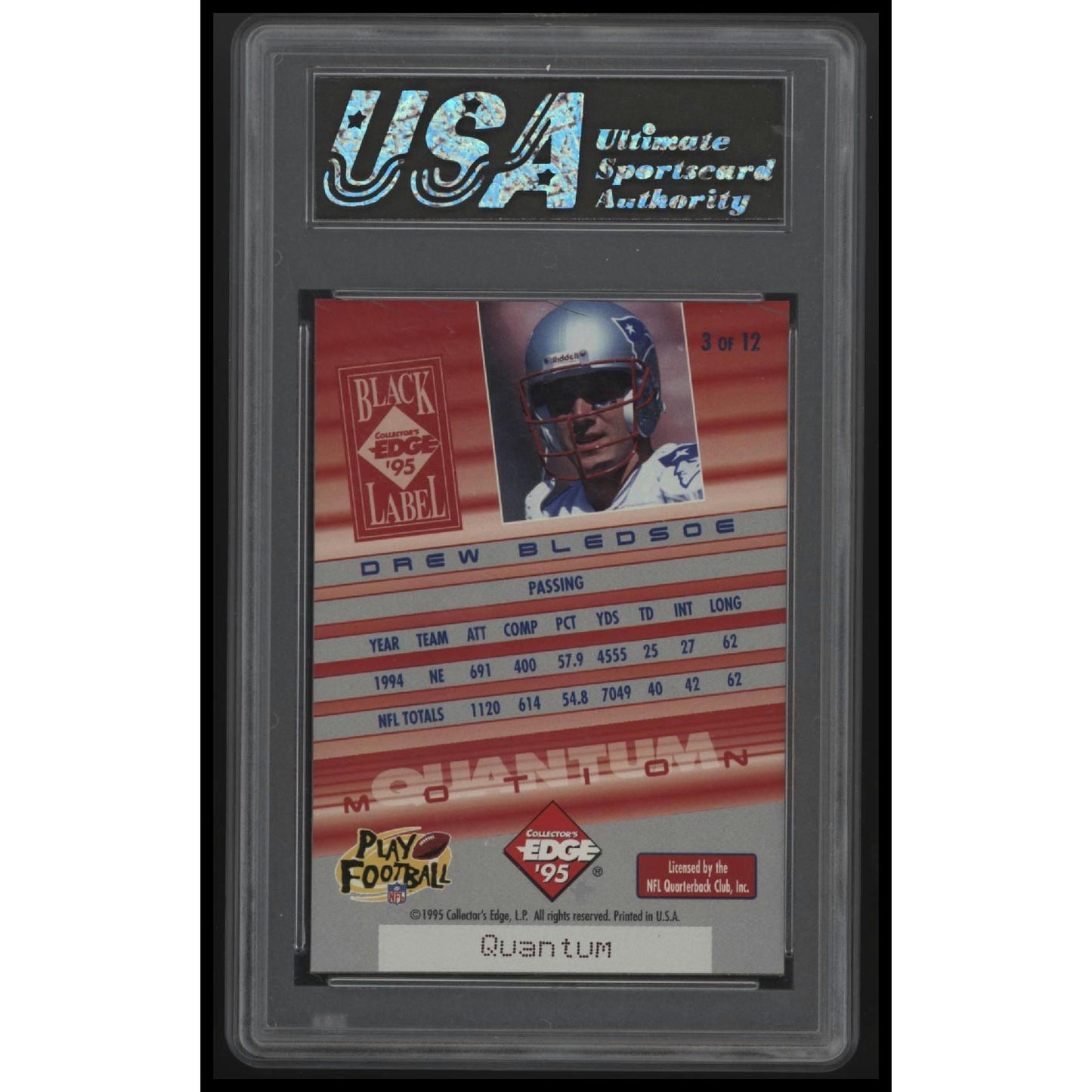1995 Collector's Edge #3 Drew Bledsoe Black Label Quantum Motion Promos USA 10