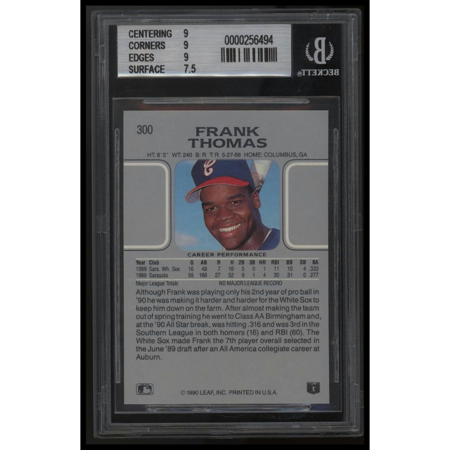 1990 Leaf #300 Frank Thomas BGS 8.5