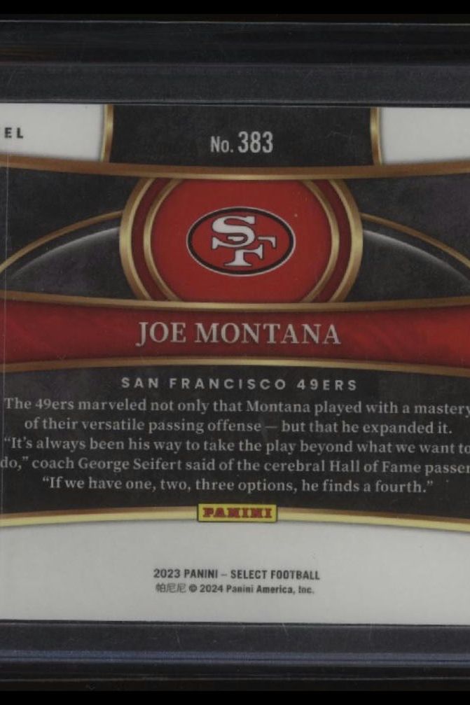 2023 Panini Select #383 Joe Montana Dragon Scale Prizms #/70