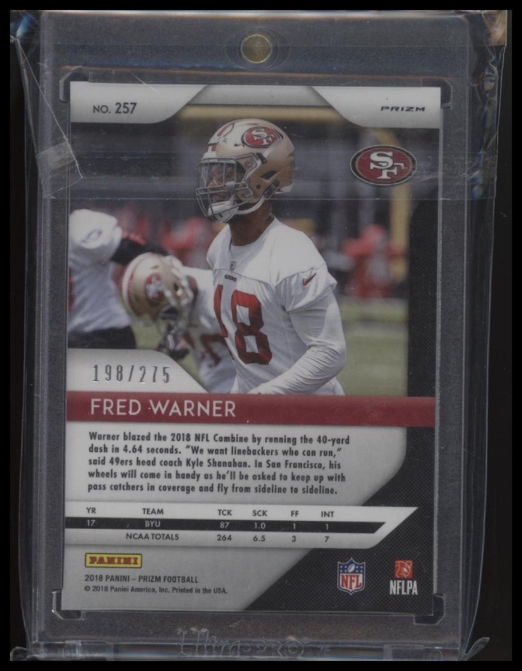 2018 Panini Prizm #257 Fred Warner Prizm Hyper #/275
