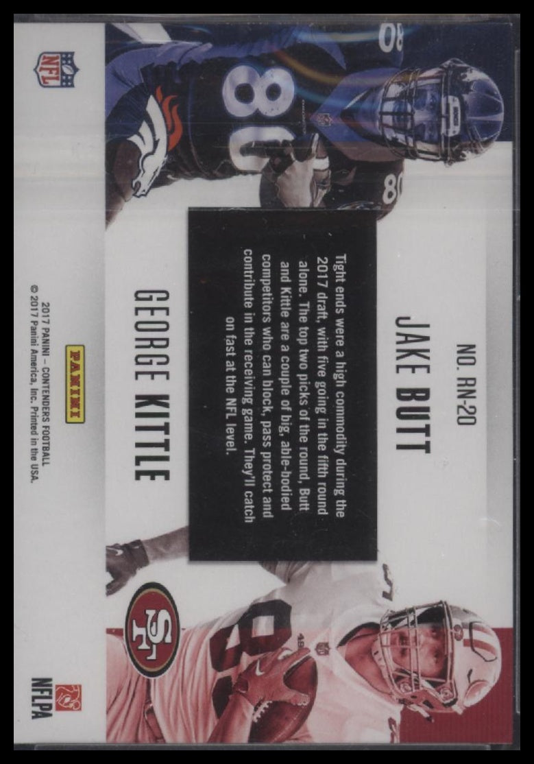 2017 Panini Contenders #RN-20 Jake Butt / George Kittle Round Numbers Emerald