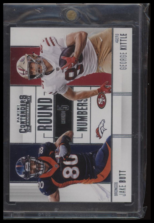 2017 Panini Contenders #RN-20 Jake Butt / George Kittle Round Numbers Emerald