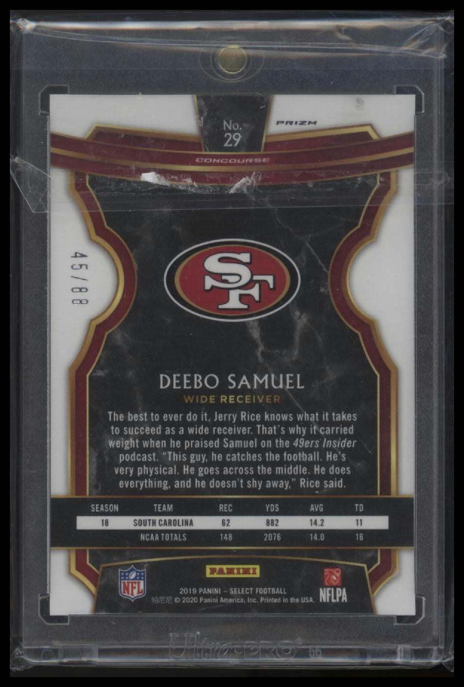 2019 Panini Select #29 Deebo Samuel Dragon Scale Prizm #/88