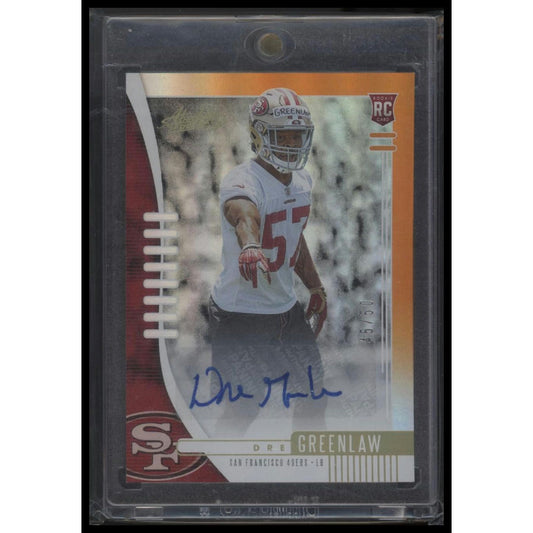 2019 Panini Absolute #186 Dre Greenlaw Signature Rookies Spectrum Orange #/50