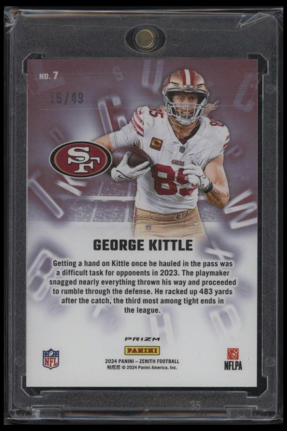 2024 Panini Zenith #7 George Kittle A to Z Red #/49