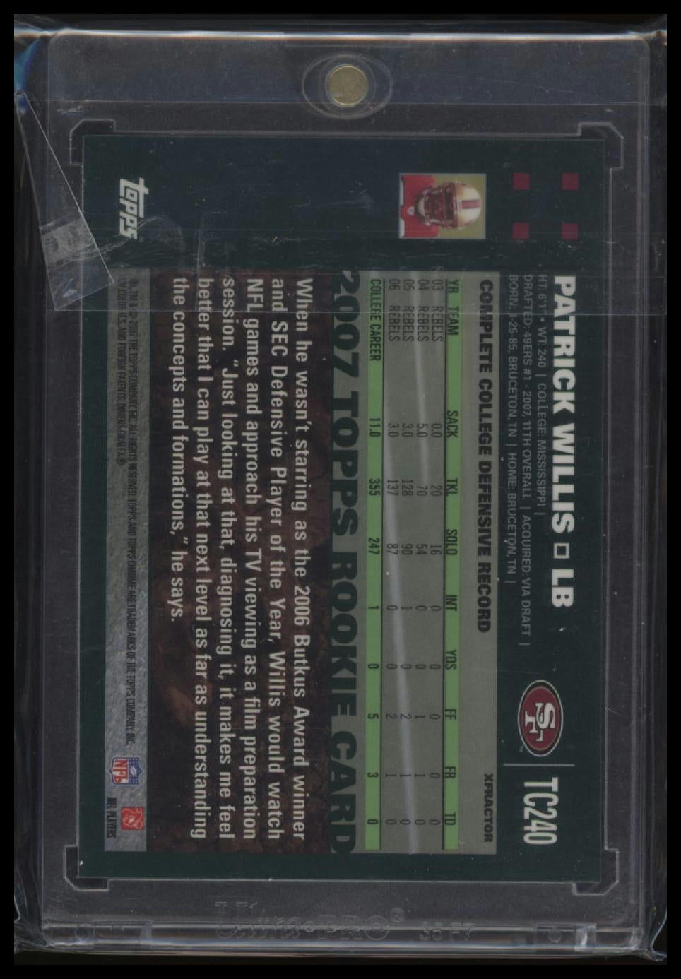 2007 Topps Chrome #TC240 Patrick Willis Xfractors