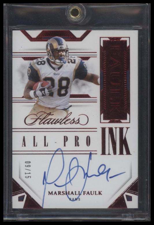 2023 Panini Flawless #API-MFK Marshall Faulk All-Pro Ink Ruby #/15