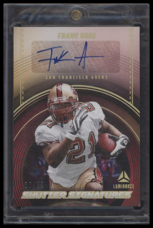 2024 Panini Luminance #SS-FGE Frank Gore Shutter Signatures Gold #/50