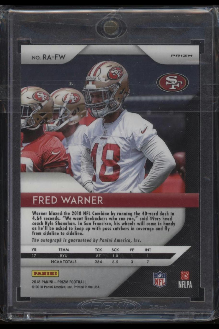 2018 Panini Prizm #RA-FW Fred Warner Rookie Autographs Prizm