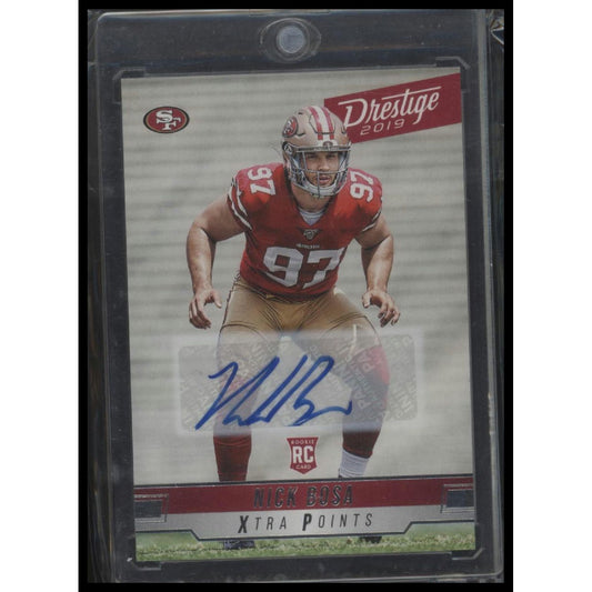 2019 Panini Prestige #211 Nick Bosa Rookie Xtra Points Signatures Blue