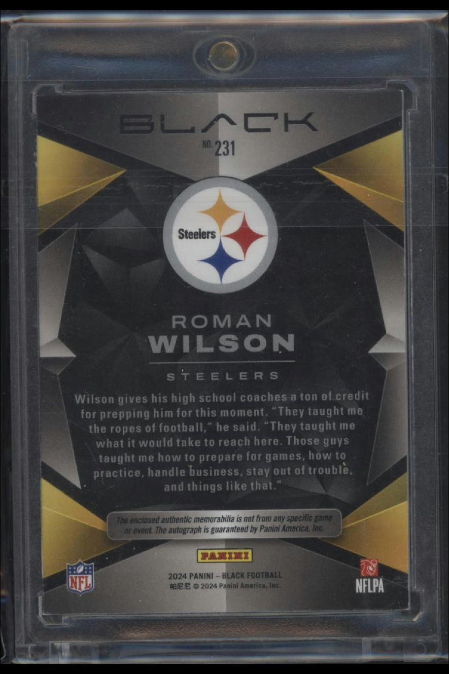 2024 Panini Black #231 Roman Wilson Royal #/75