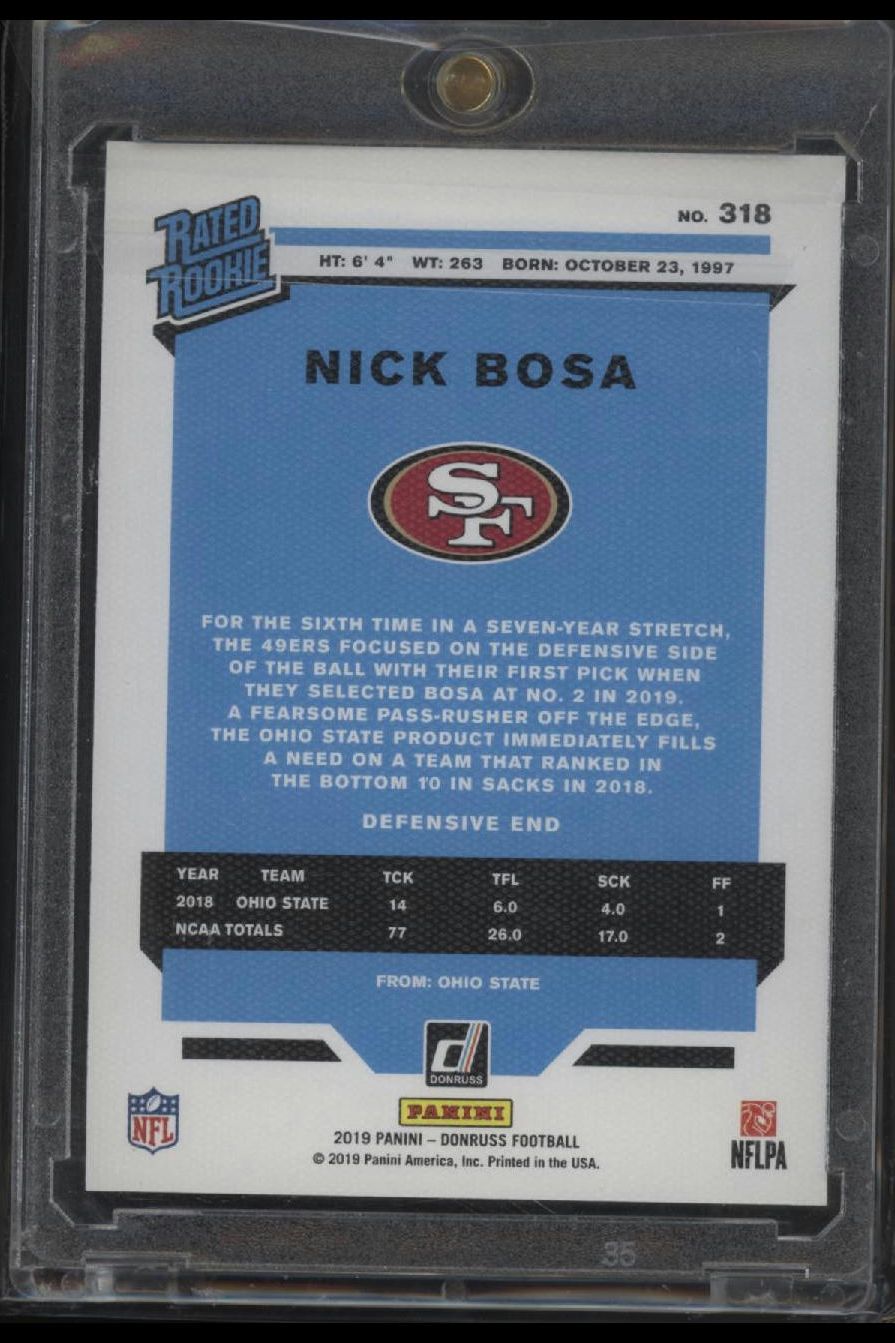 2019 Donruss #318 Nick Bosa Rated Rookies Canvas Studio Series #/100