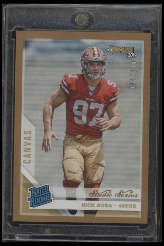 2019 Donruss #318 Nick Bosa Rated Rookies Canvas Studio Series #/100