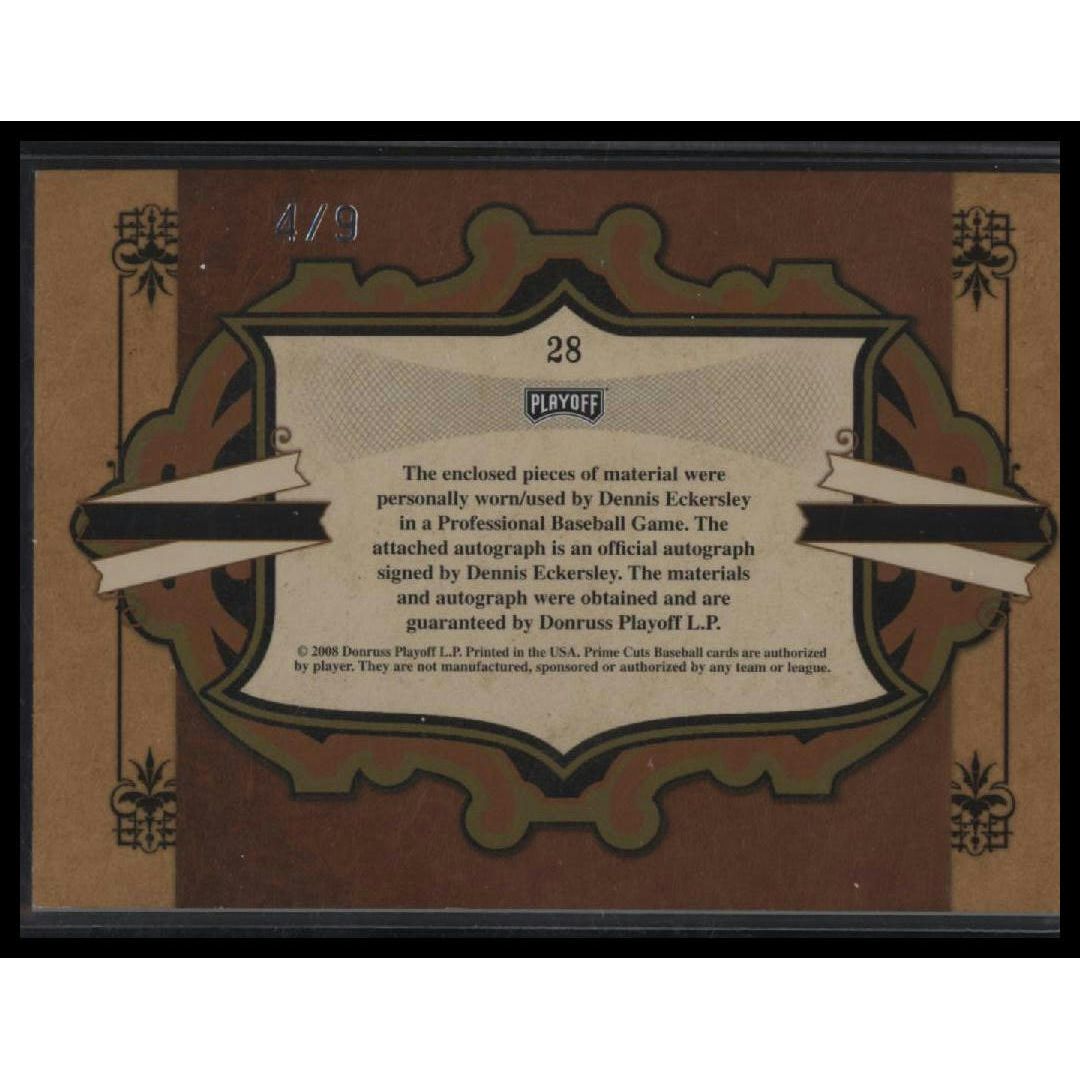 2008 Playoff Prime Cuts #28 Dennis Eckersley Icons Signature Materials HOF #/9