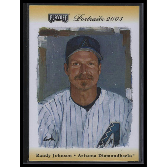 2003 Playoff Portraits #14 Randy Johnson Materials Combo Gold #/10