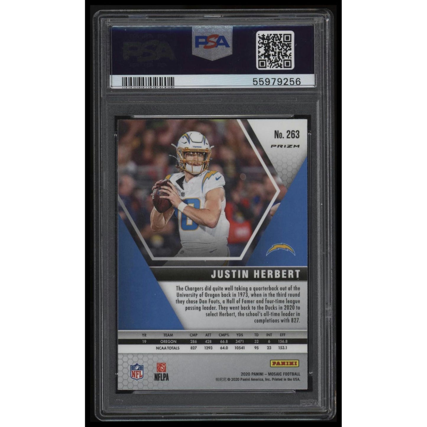 2020 Panini Mosaic #263 Justin Herbert Prizm Red PSA 9