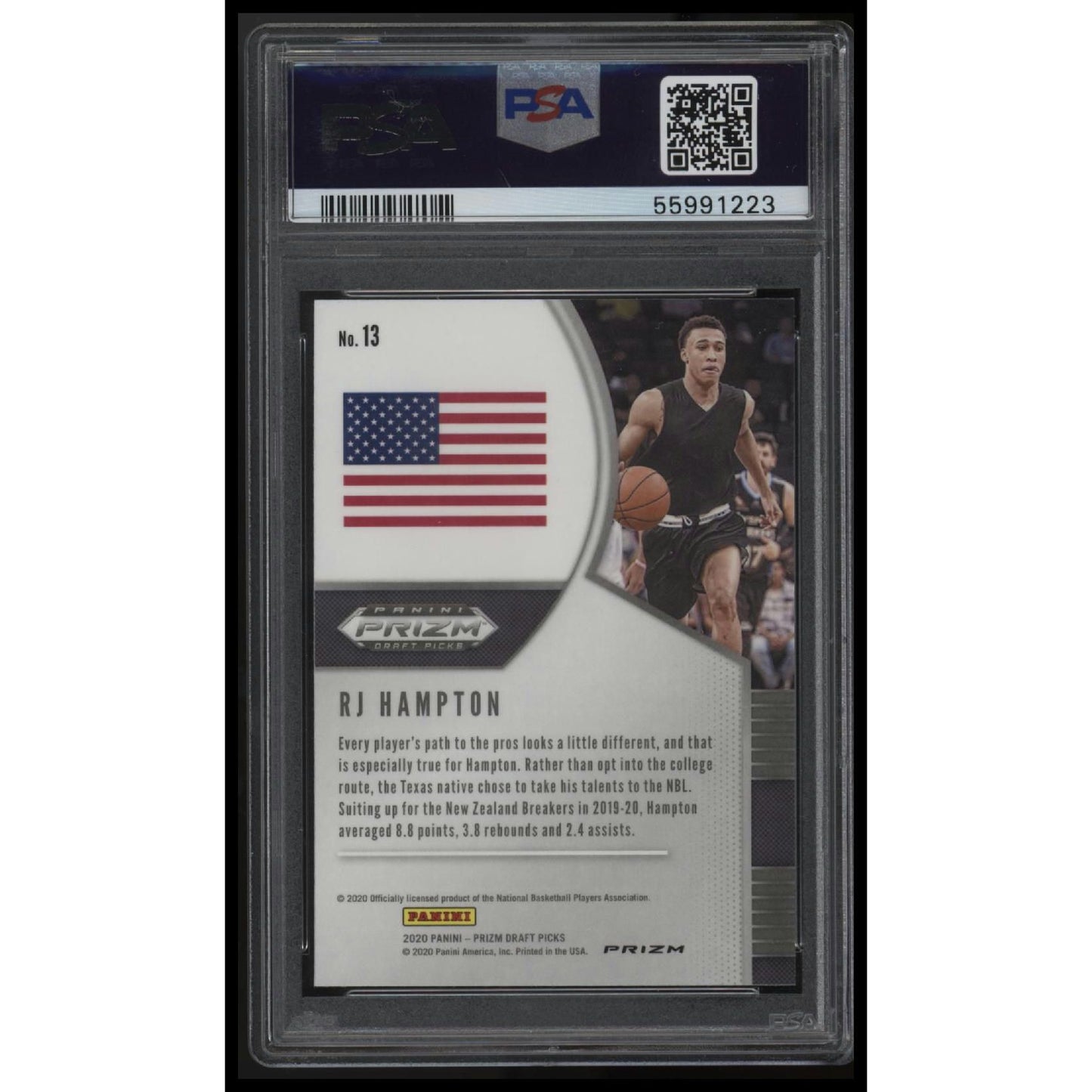 2020 Panini Prizm Draft Picks #13 Rj Hampton Red/White/Blue Prizm PSA 10