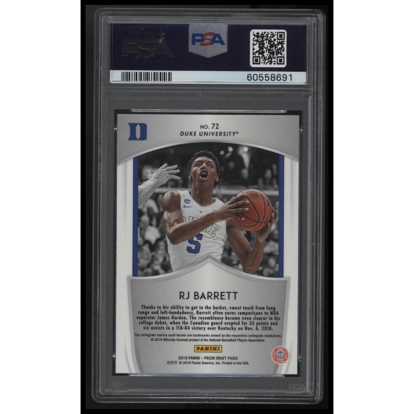 2019 Panini Prizm Draft Picks #72 Rj Barrett PSA 10