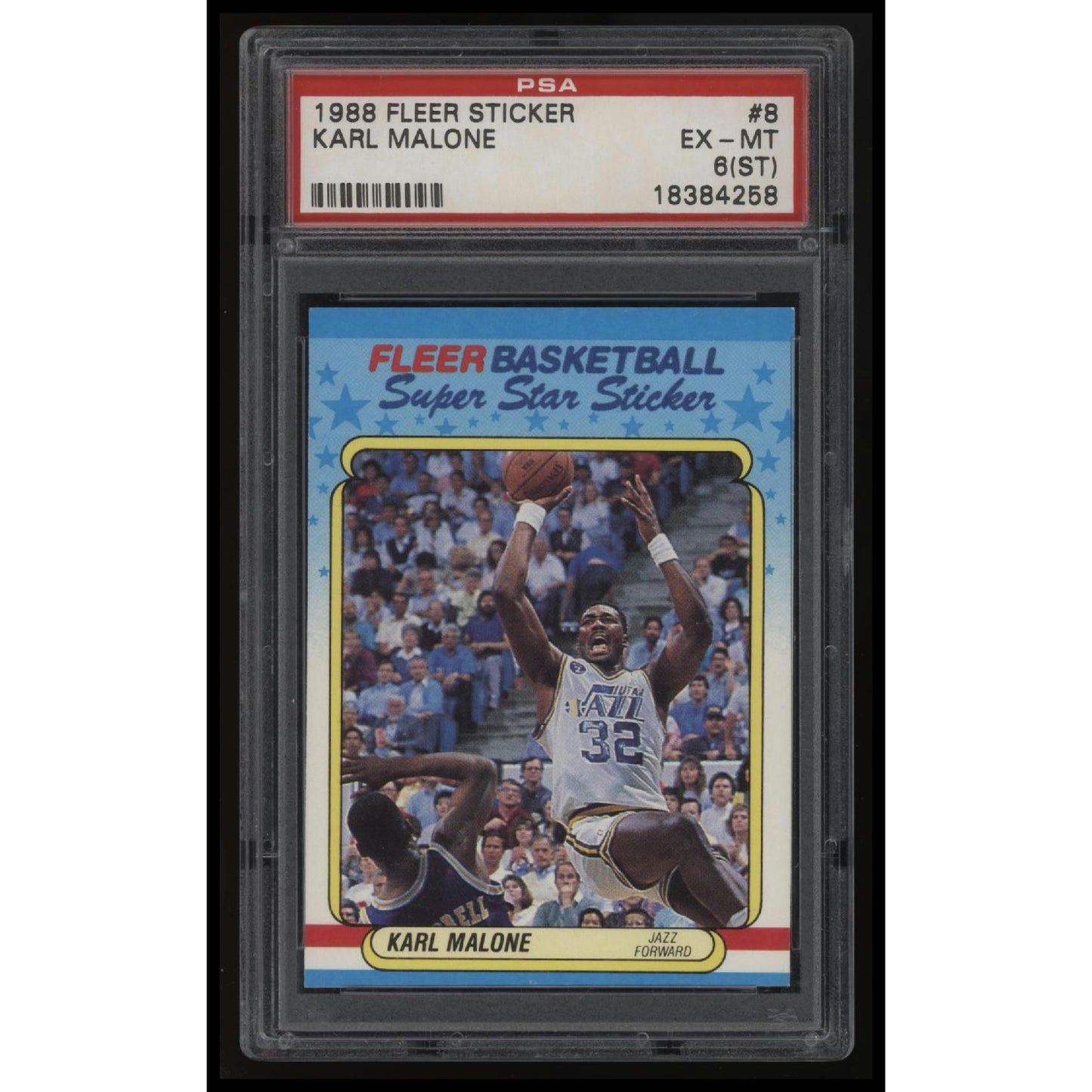 1988 Fleer Sticker #8 Karl Malone PSA 6