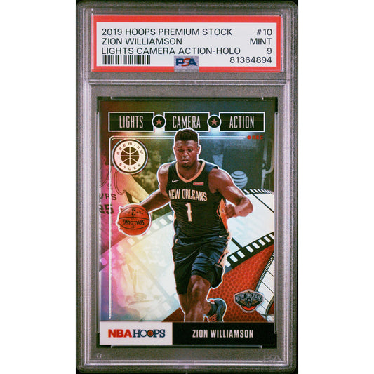 2019 Panini Hoops Lights Camera Action #10 Zion Williamson Holo PSA 9