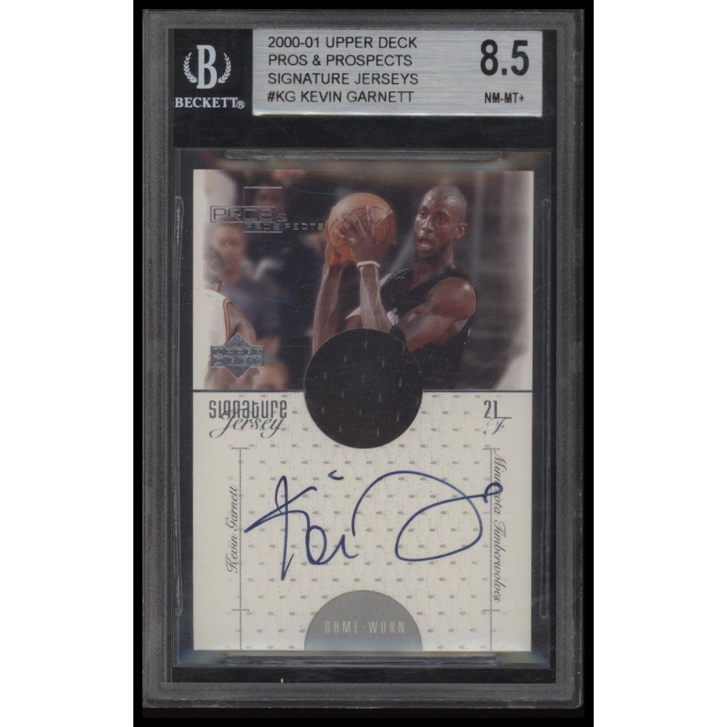 2000-01 Upper Deck Pros & Prospects #KG Kevin Garnett Signature Jerseys BGS 8.5