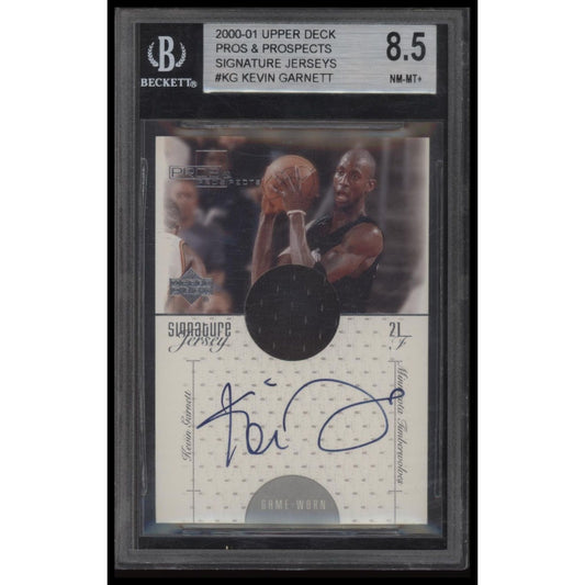 2000-01 Upper Deck Pros & Prospects #KG Kevin Garnett Signature Jerseys BGS 8.5