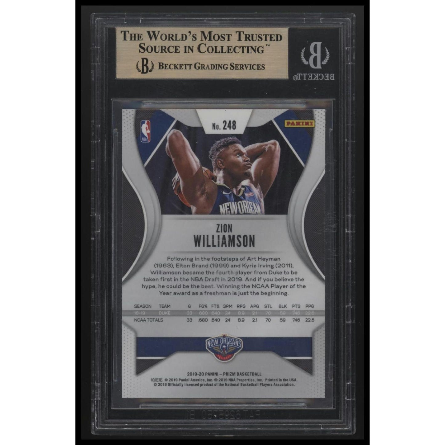 2019-20 Panini Prizm #248 Zion Williamson BGS 9.5