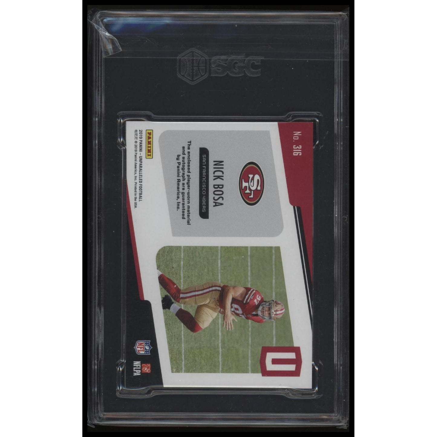2019 Panini Unparalleled #316 Nick Bosa Rookie Jersey Autographs SGC 9.5