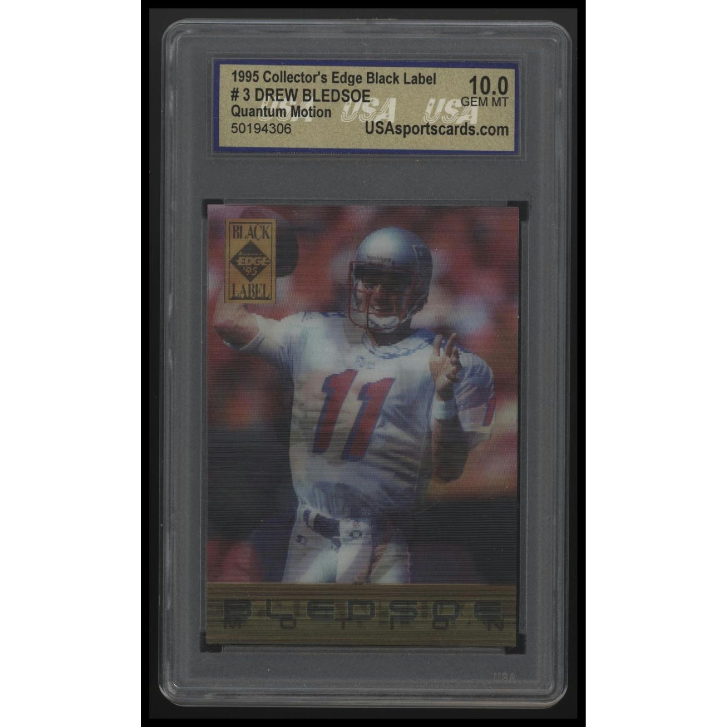 1995 Collector's Edge #3 Drew Bledsoe Black Label Quantum Motion Promos USA 10