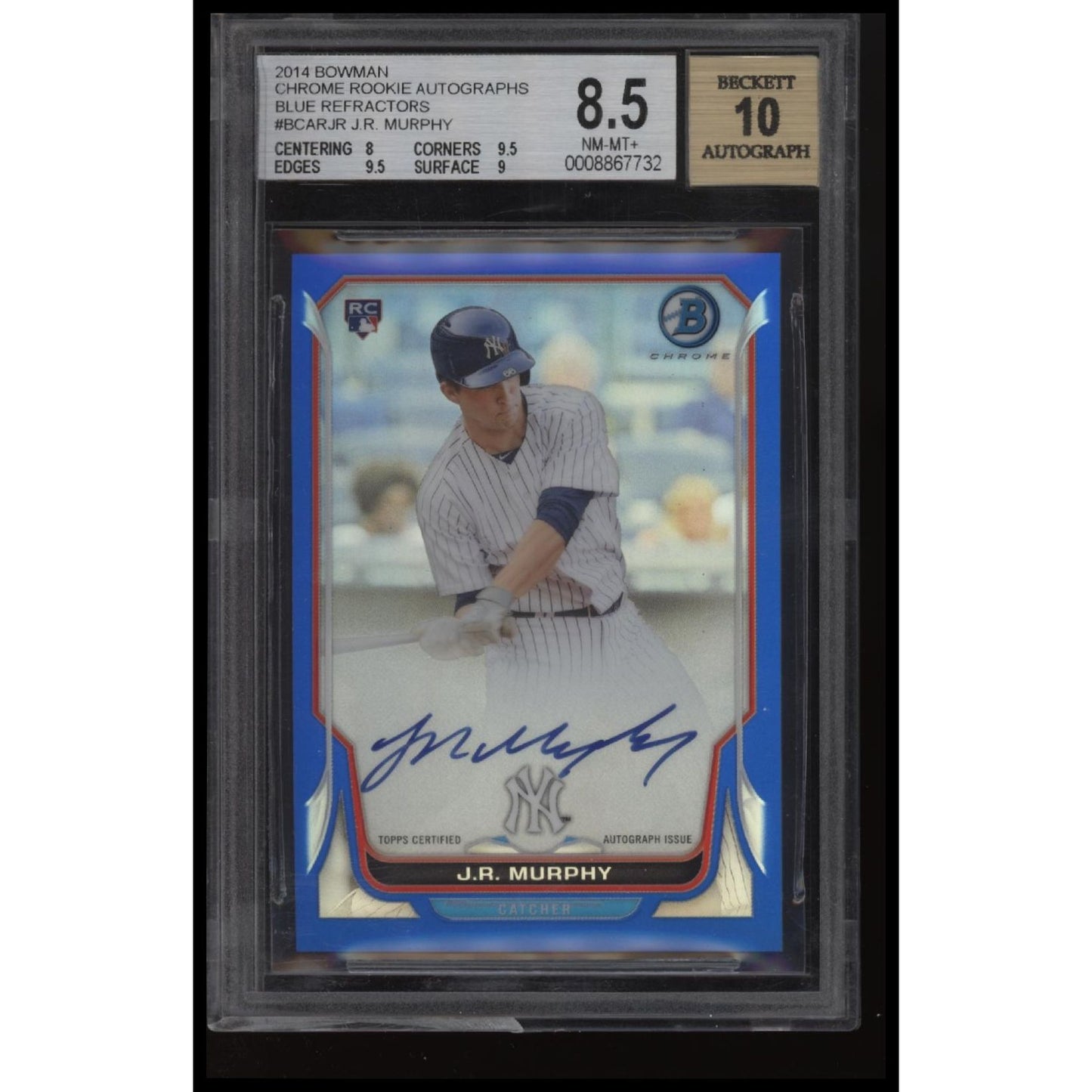2014 Bowman #BCAR-JR J.R. Murphy Chrome Rookie Auto Blue Ref BGS 8.5 #/250