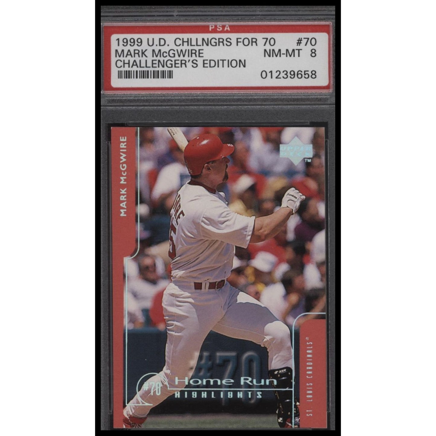 1999 Upper Deck Challengers For 70 #70 Mark Mcgwire Challengers Edition PSA 8