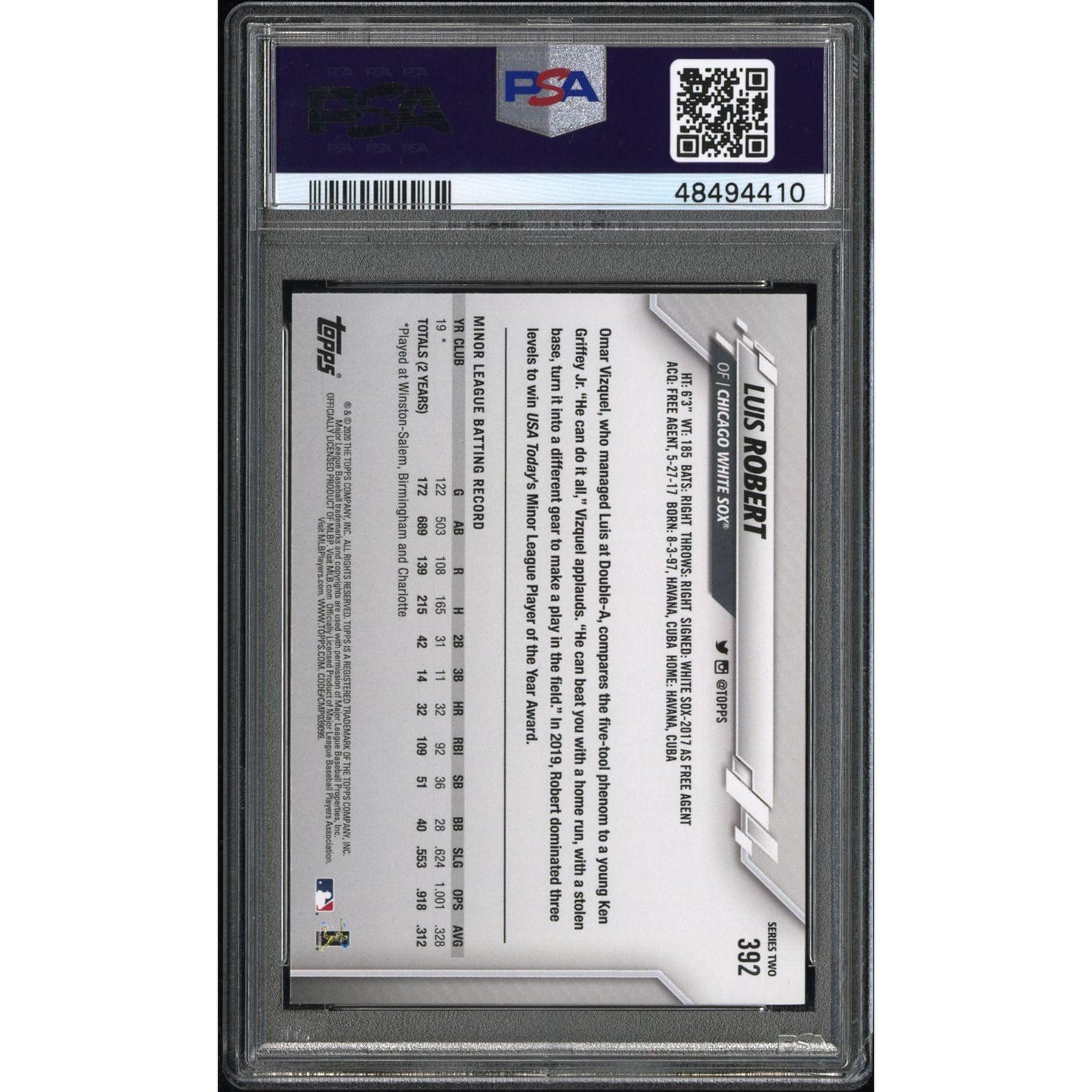 2020 Topps #392 Luis Robert PSA 9