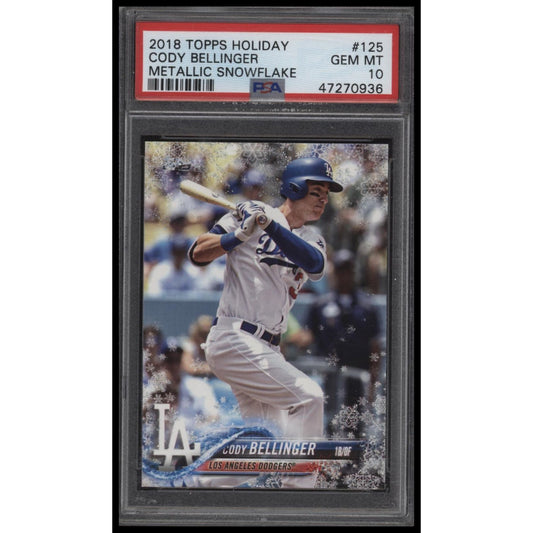 2018 Topps Holiday #125 Cody Bellinger Metallic Snowflake SSP PSA 10